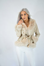Load image into Gallery viewer, ICON FAUX LEATHER FUR TRIM JACKET - CREAM