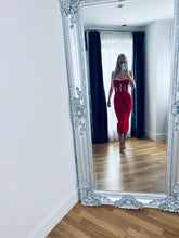 Load image into Gallery viewer, CAROLINE DIAMONATE MIDI STRAPLESS DRESS